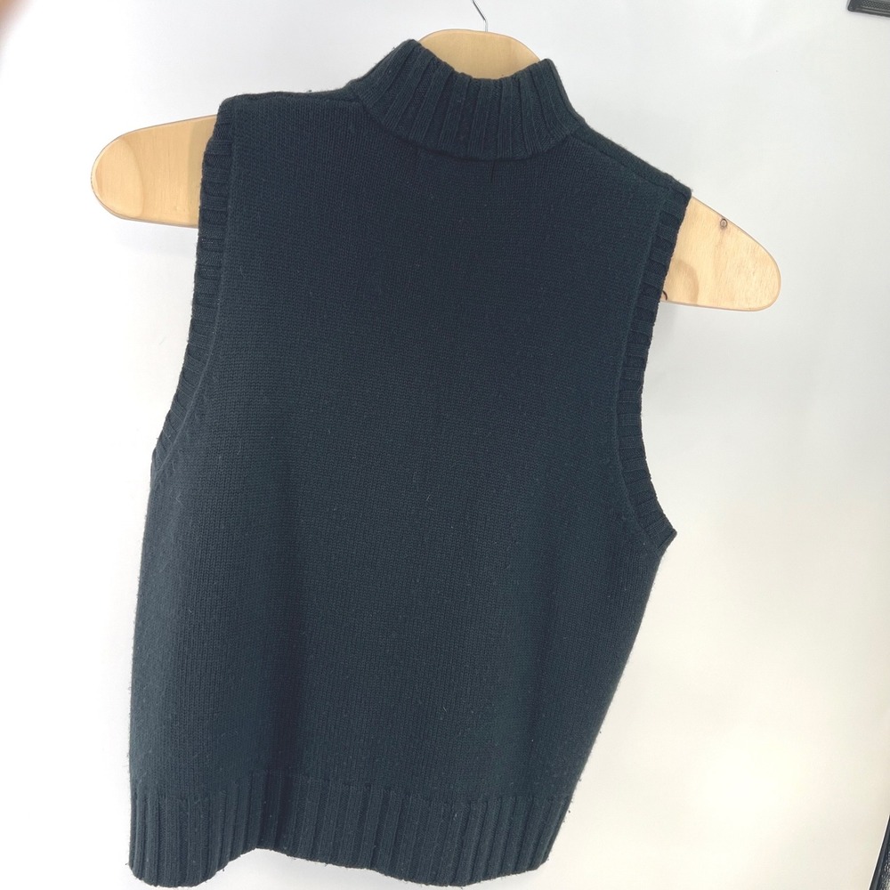 Vintage 90s Banana Republic Merino Wool Sweater Vest Mens L Charcoal Gray Zip - Picture 4 of 6